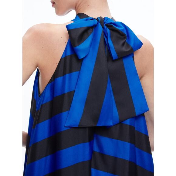 Alice + Olivia Blue and Black Striped Halter Maxi Dress - Picture 6 of 11